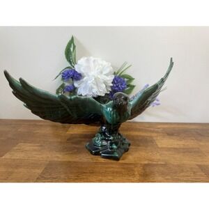 Vintage Blue Mountain Pottery Eagle Figurine‎ Canadian Art Green Drip Glaze Bird